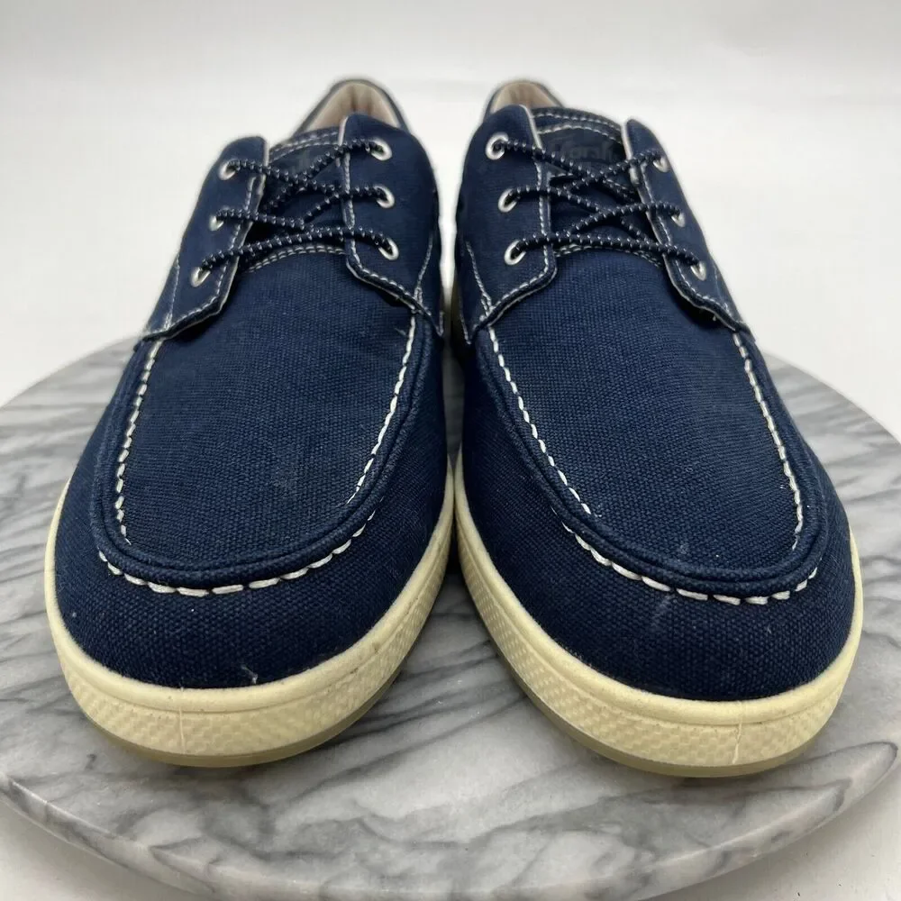 Florsheim Boat Shoe Mens 12 Navy Slip On Canvas Comfortech *Missing Insoles